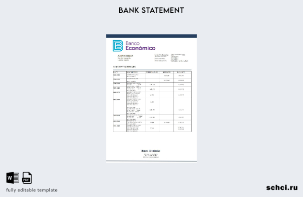 скачать в цифровом формате шаблон выписки по счету Angola Banco Ecenomico